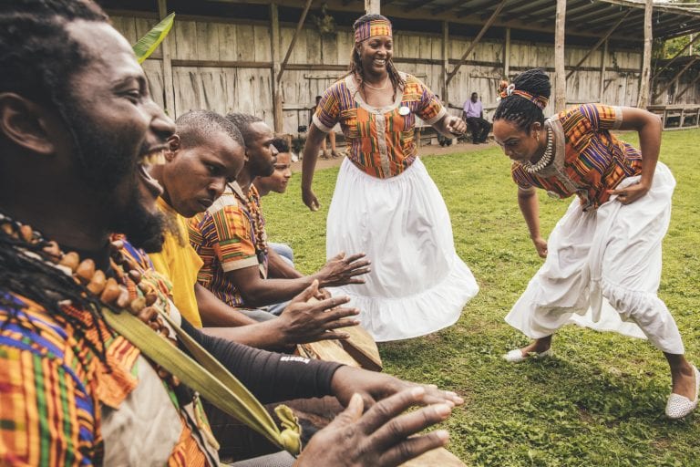A cultural performance in Accompong Town A cultural performance in Accompong Town